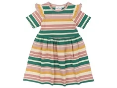 Multifarvet stribet kjole med korte ærmer og flæser fra The New Siblings TNST6238 Ocean dress multi stripe